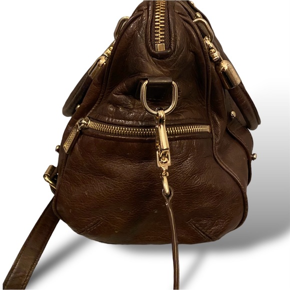 BROWN LEATHER REBECCA MINIKOFF PURSE - Picture 6 of 9